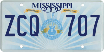 MS license plate ZCQ707