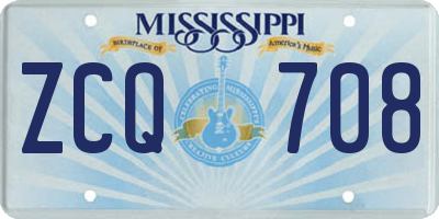MS license plate ZCQ708