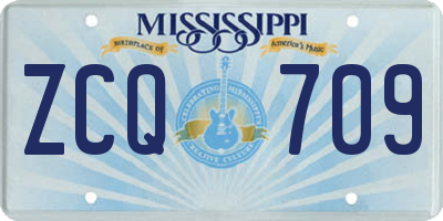 MS license plate ZCQ709