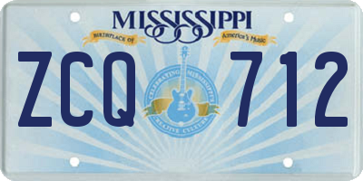 MS license plate ZCQ712