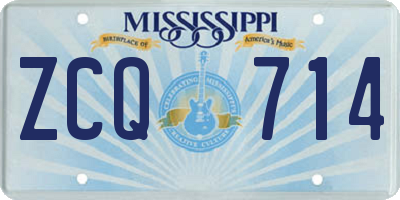 MS license plate ZCQ714