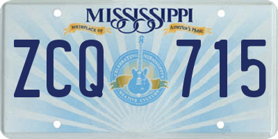 MS license plate ZCQ715