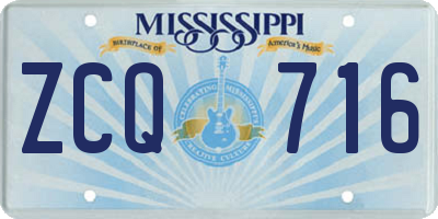 MS license plate ZCQ716