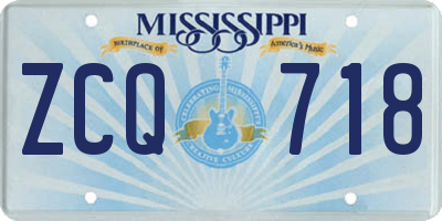 MS license plate ZCQ718