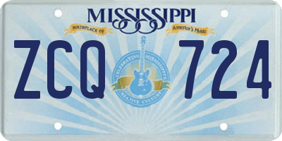 MS license plate ZCQ724