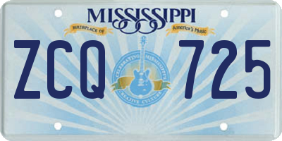 MS license plate ZCQ725