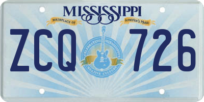 MS license plate ZCQ726