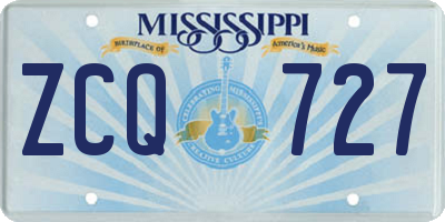 MS license plate ZCQ727