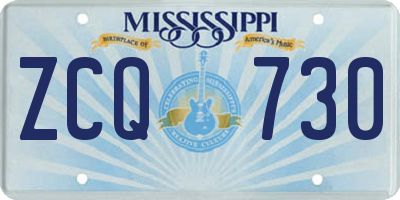 MS license plate ZCQ730