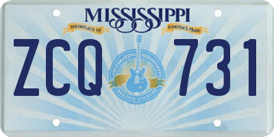 MS license plate ZCQ731