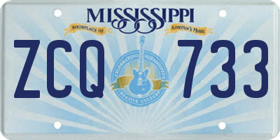 MS license plate ZCQ733