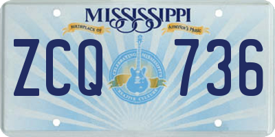 MS license plate ZCQ736