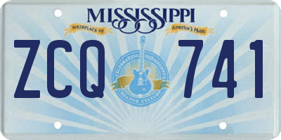 MS license plate ZCQ741