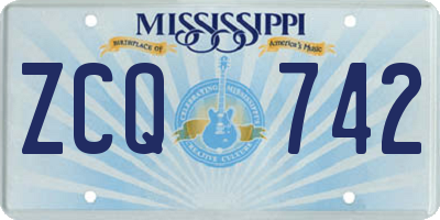 MS license plate ZCQ742