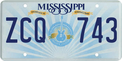 MS license plate ZCQ743