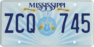 MS license plate ZCQ745