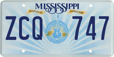 MS license plate ZCQ747