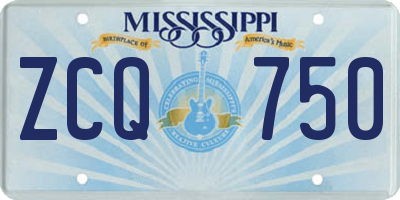 MS license plate ZCQ750