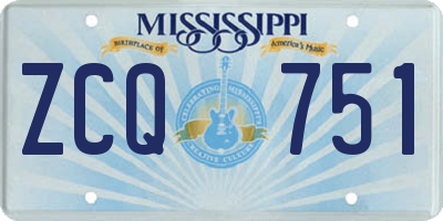 MS license plate ZCQ751