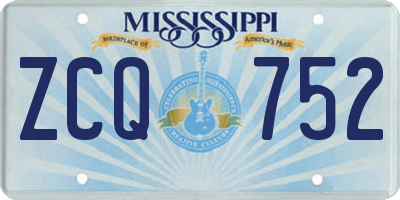 MS license plate ZCQ752