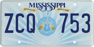 MS license plate ZCQ753