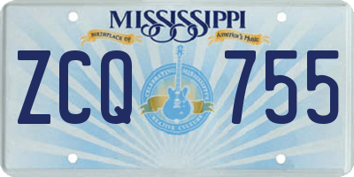 MS license plate ZCQ755