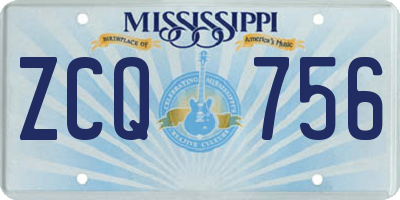 MS license plate ZCQ756