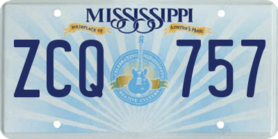MS license plate ZCQ757