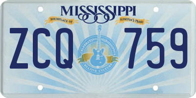 MS license plate ZCQ759