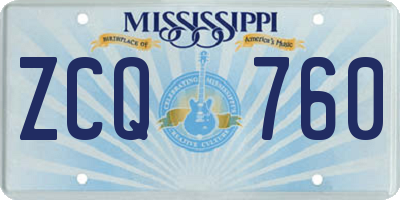 MS license plate ZCQ760