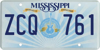 MS license plate ZCQ761