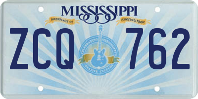 MS license plate ZCQ762