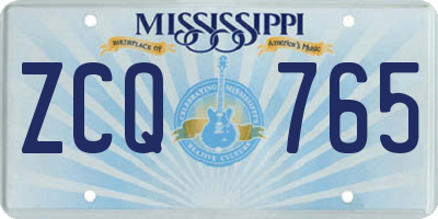 MS license plate ZCQ765