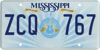 MS license plate ZCQ767