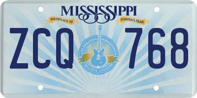 MS license plate ZCQ768