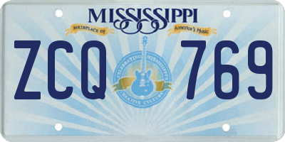 MS license plate ZCQ769