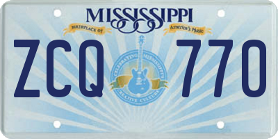 MS license plate ZCQ770