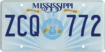 MS license plate ZCQ772