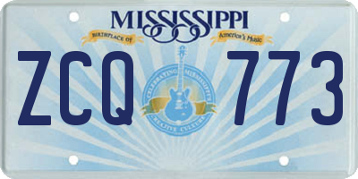 MS license plate ZCQ773
