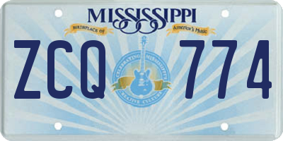 MS license plate ZCQ774