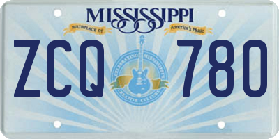 MS license plate ZCQ780