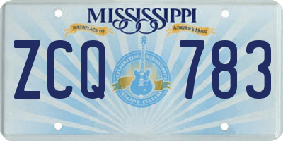 MS license plate ZCQ783