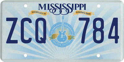 MS license plate ZCQ784