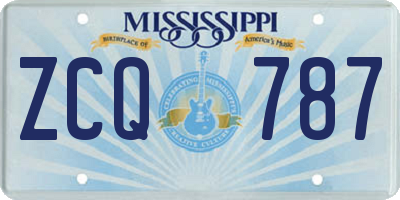 MS license plate ZCQ787