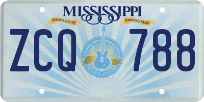 MS license plate ZCQ788