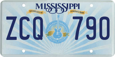 MS license plate ZCQ790