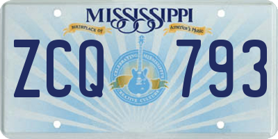 MS license plate ZCQ793