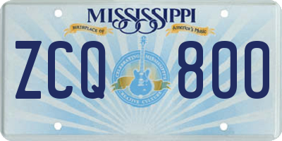 MS license plate ZCQ800