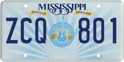 MS license plate ZCQ801