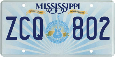 MS license plate ZCQ802